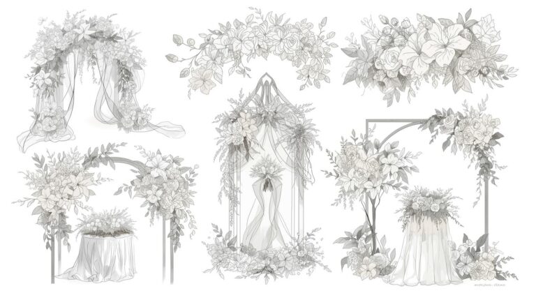 sketchy images on wedding decorations